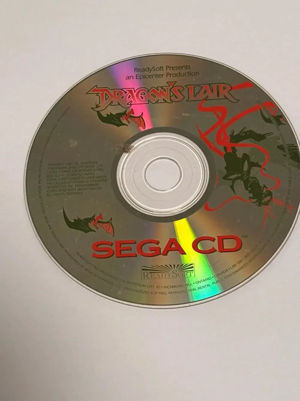 Dragon's Lair (Sega CD, 1994) Working Game Disc Only